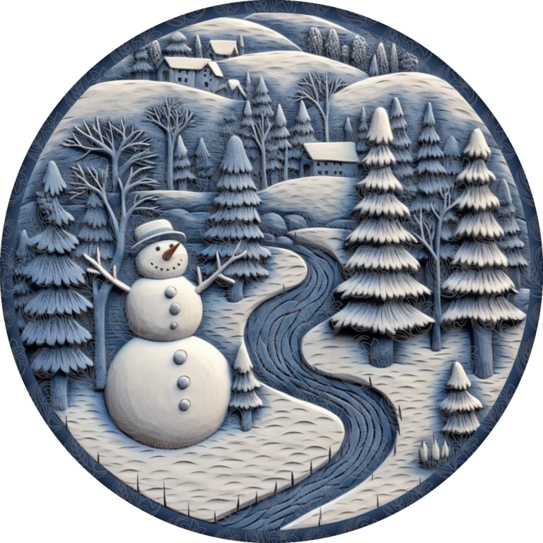 Wood Carving Effect Snowman and Winter Scene – GBH21926